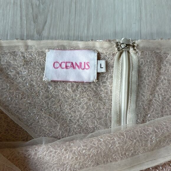 Oceanus Seashell 🐚 and Floral Hand Embroidered Beaded Crystal Mini Skirt | NWOT - Picture 8 of 8